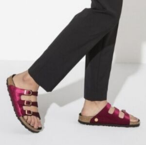 Birkenstock Florida Soft Footbed Pink 3 Strap Buckles